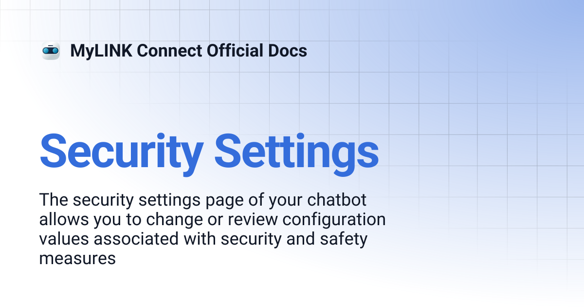 Security Settings | MyLINK Connect Official Docs